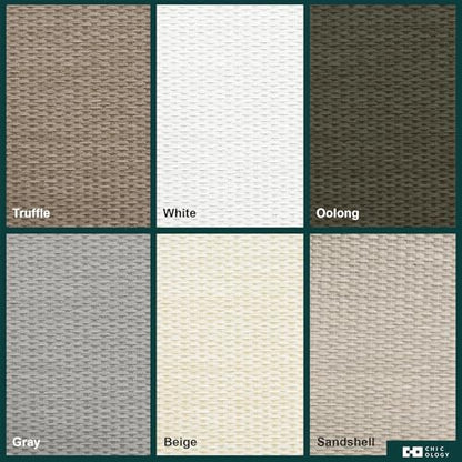 CHICOLOGY Panel Track Blinds, Dark Brown Weave, 86"x96", Cordless, Divider | 4 Fabric Panels, Fits 46–86″ Wide, Wall/Ceiling Mount, Room Divider Ready, Height Trimmable, Child & Pet Safe - color: Woven Oolong