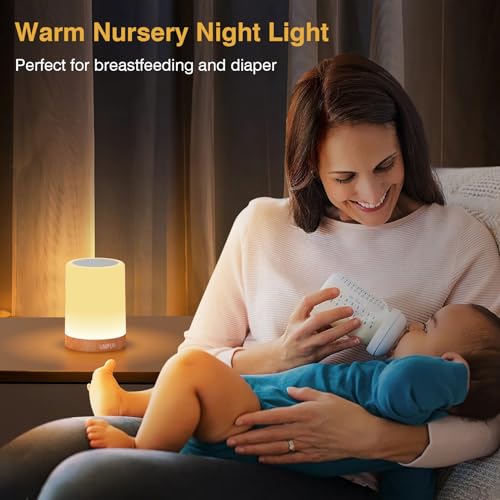 UNIFUN Baby Nursery Night Light Touch RGB Dimmable Bedside Table Lamp | Easy Touch Control for Parents，Eye-Safe Lighting for Babies，Perfect Baby Nursery Night Light，Gift Packing for all Holiday Use - size: Taller Size