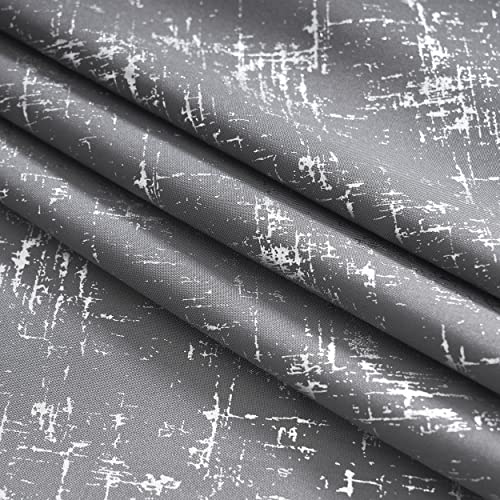Taisier Home Silver Foil Print Linen Textured Curtains Geometric Dots Pattern Design Curtains for Nursery Toy Room Thermal Insulated Window Treatment 2 Panels 45" L,Soft Grey and Silver Drapes Print - color: Soft Grey/Silver, size: 52"W x 45"L (Pack of 2)