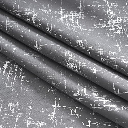 Taisier Home Silver Foil Print Linen Textured Curtains Geometric Dots Pattern Design Curtains for Nursery Toy Room Thermal Insulated Window Treatment 2 Panels 45" L,Soft Grey and Silver Drapes Print - color: Soft Grey/Silver, size: 52"W x 45"L (Pack of 2)