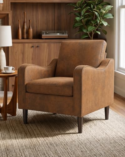 Accent Arm Chair – Retro Cowhide, Upholstered Scooped Comfy Reading Chair for Living Room, Bedroom, Apartment, Waiting Room - color: Retro Cowhide, size: 33.1"x29.53"x29.92"(2pcs)