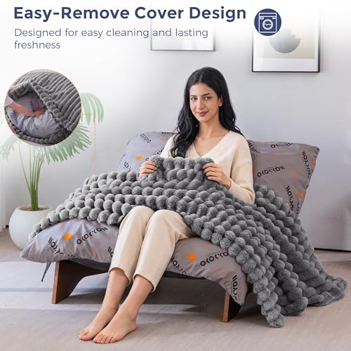 MAXYOYO Adjustable Living Room Chair, 3-Position Bean Bag Chair with Frame | Upholstered Accent Chair with Frame, Removable Cushion, Soft Reclining Lounge for Bedroom, Apartment, Office, Grey - color: Striped Grey