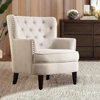 Rosevara Atlas Mid-Century Modern Accent Chair - Upholstered Lounge Arm Chair with Soft Cushion for Small Spaces - color: Pearl Velvet