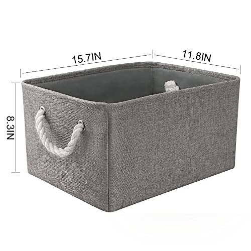 Large Storage Bins Basket, 2 Pack Grey Fabric Storage Cubes for Changing Table Nursery Livingroom Kidsroom Playroom Toy, Collapsible Storage Baskets for organizing Shelves Closet - color: Grey, size: 2PCS/Large - 15.7Lx11.8Wx8.3H