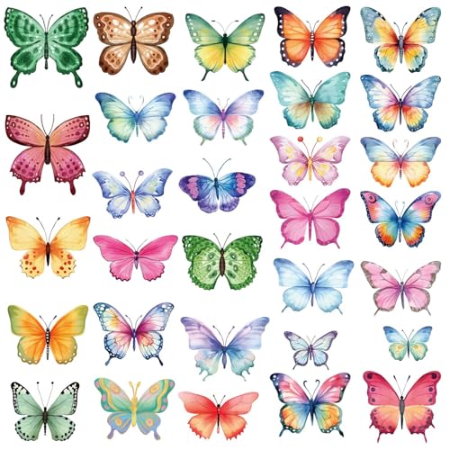 Large Butterfly Wall Decals 8 Sheets 62PCS Watercolor Wall Stickers Removable Peel & Stick for Kids Room Nursery Wall Art Girls Room Bedroom Décor - color: Large Butterfly