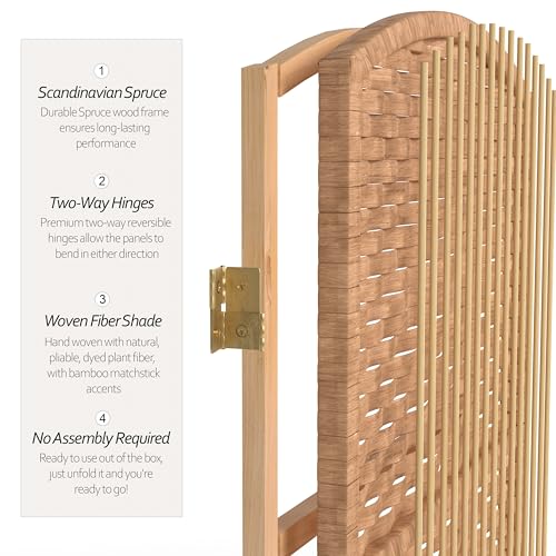 Red Lantern 2 ft. Short Diamond Weave Fiber Folding Screen - Natural - 6 Panel - color: Natural, size: 6 Panel