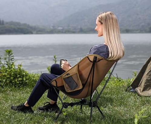 MARCHWAY Lightweight Folding Camping Chair with Spring Lock, Stable Compact Portable for Outdoor Camp, Travel, Beach, Picnic, Festival, Hiking, Backpacking (Lowback Khaki) - color: Lowback Khaki