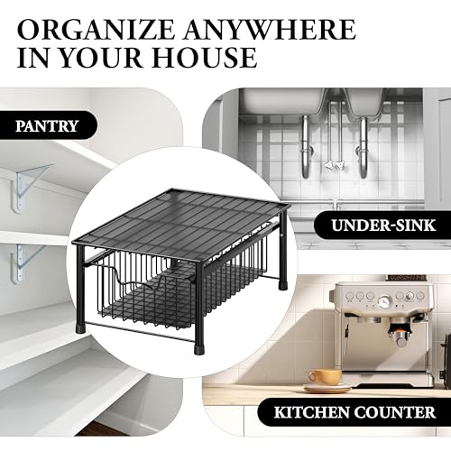 Simple Houseware Stackable Basket Drawer, Black - color: Black, size: 1-tier