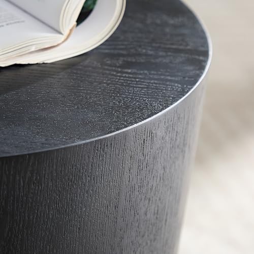 Nesting Coffee Table Set of 2 for Living Room, Modern Round End Table Set, Wooden Circle Side Table and Accent Furniture for Bedroom Balcony Lounge Home Office, No Assembling, Matte Black - color: Black
