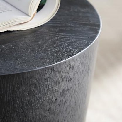 Nesting Coffee Table Set of 2 for Living Room, Modern Round End Table Set, Wooden Circle Side Table and Accent Furniture for Bedroom Balcony Lounge Home Office, No Assembling, Matte Black - color: Black