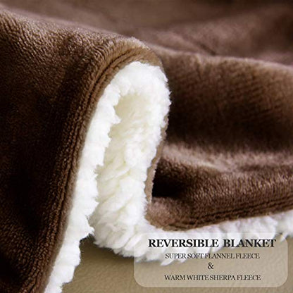 NANPIPER Sherpa Blanket Twin Thick Warm Throw for Winter Bed Super Soft Fuzzy Flannel Fleece/Wool Like Reversible Velvet Plush Blankets (Brown Twin Size 60"x80") - color: Brown, size: Twin