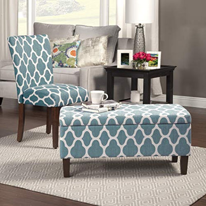 HomePop Parsons Classic Upholstered Accent Dining Chair, Set of 2, Teal and Cream Geometric - color: Teal and Cream, style: Pack of 2