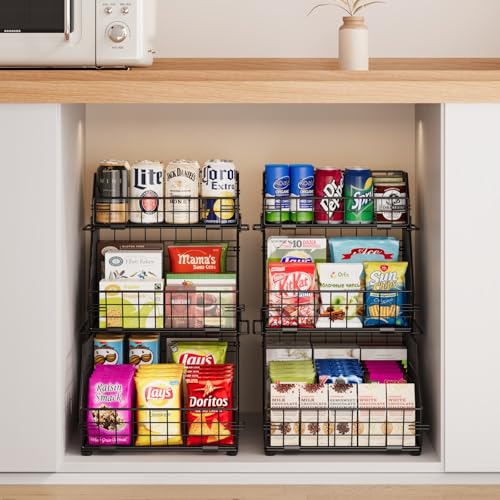 3-Tier Fruit Basket for Kitchen Counter, Stackable Wire Baskets Wall, Potato and Onion Storage Bins, Pantry Organizers, Pantry Storge and Storage for Potato, Onion, Produce, Fruit, Vegetable, Snack