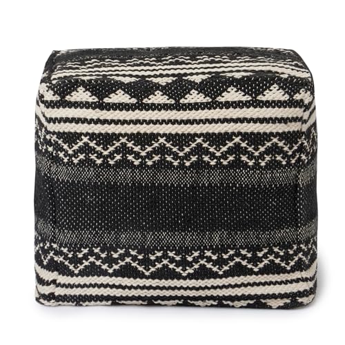 · REDEARTH · Pouf with Filler Cube Bean Bag Pouffe - Ziggurat Obsession Black - color: Ziggurat Obsession Black With Filler