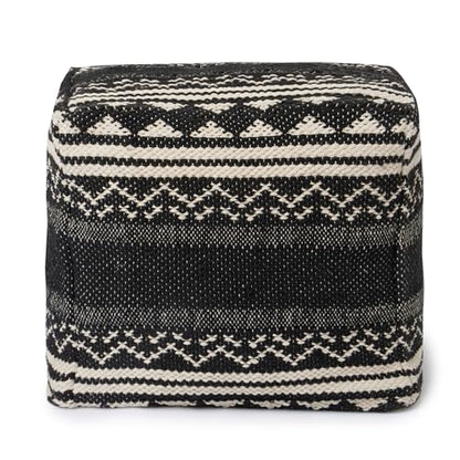 · REDEARTH · Pouf with Filler Cube Bean Bag Pouffe - Ziggurat Obsession Black - color: Ziggurat Obsession Black With Filler