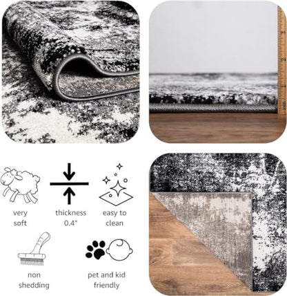 Keen Home Design Runner Rugs - 32"x119" Non-Shedding, Thick Pile Abstract Rugs for Kitchen, Living Room, Bedroom, Dining Room, Entryway - Size: 2'8" x 9'11", Abstract Black - color: Abstract Black, size: 2'8" x 9'11" (Runner)
