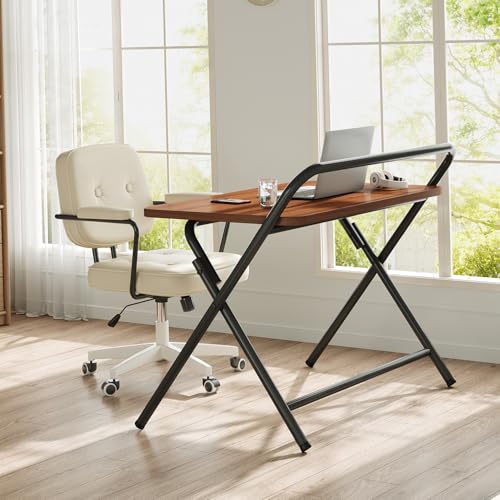 Folding Desk, Small Foldable Computer Desk, Small Table | No Assembly Required,Foldable,24 x 16 Inch,Dark Brown,Suitable for studying&working or dining - color: Dark Brown