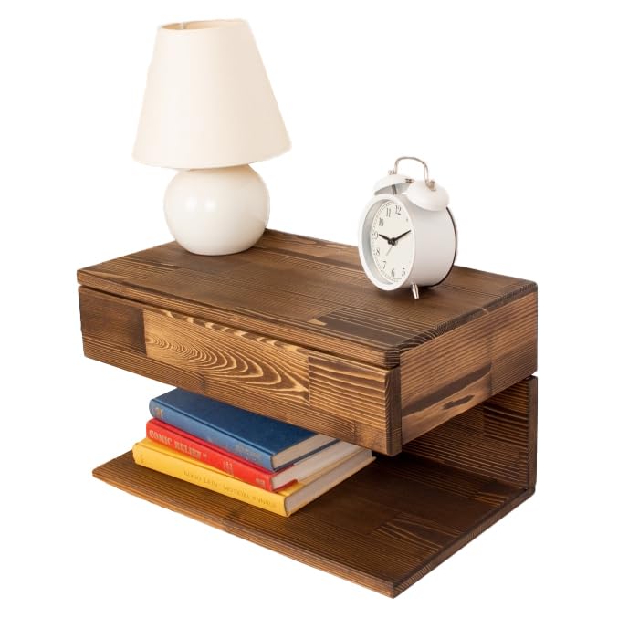 Floating Nightstand Side Accent or End Table with Storage Drawer, Wood Bedside Shelf, Handmade Floating Table, Nightstand Shelf (Vancouver) - color: Vancouver