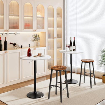 HOOBRO Bar Table, Height-Adjustable Round Pub Table 27-35.4 Inches with Sturdy Base, Modern Style, Easy to Assemble, Suitable for Small Space, White BW58BT01G1 - color: White