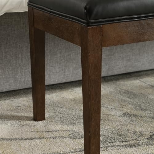PU Leather Dining Bench Upholstered Entryway Bench Farmhouse Shoe Bench Seat Ottoman for Hallway Living Room Bedroom End of Bed Dining Room Kitchen, 45.5" Long, Black - color: Pu Leather, Black