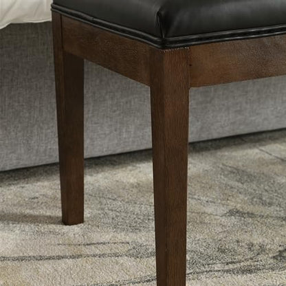 PU Leather Dining Bench Upholstered Entryway Bench Farmhouse Shoe Bench Seat Ottoman for Hallway Living Room Bedroom End of Bed Dining Room Kitchen, 45.5" Long, Black - color: Pu Leather, Black