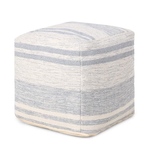 · REDEARTH · Pouf with Filler Cube Bean Bag Pouffe - Melange Delight Gray | 100% Cotton; 17.5"x17.5"x17.5"; Storage Cube, Doubles as Footrest; Boho Decor for Living Room, Bedroom, Nursery, Kidsroom - color: Melange Delight Gray With Filler