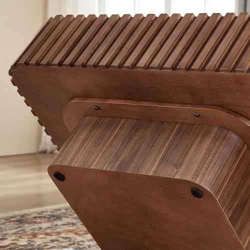 JUSTONE 35-inch Mid-Century Modern Drum Coffee Table, Handcrafted Wood Round Center Table for Living Room, Home Office, Walnut - color: 35.43'' - Walnut-1