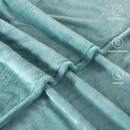 TASTHROW Bluishgreen Throw Blanket 50x60 Inches | Soft Plush Cozy Fleece Flannel Throw Blanket, Lightweight Warm Throws for Bed, Couch, Bedroom and Living Room, All Seasons - color: Bluishgreen, size: 50"x60"
