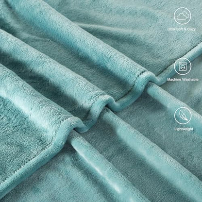 TASTHROW Bluishgreen Throw Blanket 50x60 Inches | Soft Plush Cozy Fleece Flannel Throw Blanket, Lightweight Warm Throws for Bed, Couch, Bedroom and Living Room, All Seasons - color: Bluishgreen, size: 50"x60"