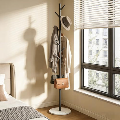 Black Metal Coat Rack Freestanding, 67" Tree Coat Stand, Sturdy Entryway Hall Tree for Coats, Hats, Bags - color: A5