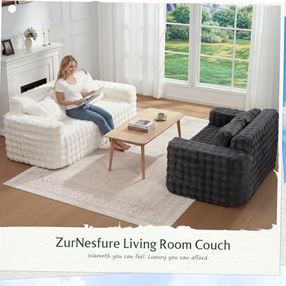 ZurNesfure Sofa Couch Loveseat Boneless Sofa with Pillow Darkgrey,Loveseat | No Assembly Need, Modern Couch with deep seat and Washable Cover Cloud Sofa for Living Room Bedroom Apartment - color: Bubble Darkgrey, size: Loveseat