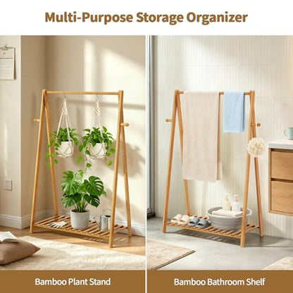 Kids Clothing Rack Small Baby Clothes Racks Bamboo Garment Rack 42"H | Wooden Short Mini Dress Up Costume Rack with Shelves for Hanging Clothes, Nursey Toddler Shower Children Clothes Hanger Rack - size: 1-Tier,42" Tall