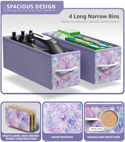 Sorbus Kids Narrow Dresser with 4 Drawers - Vertical Slim Storage Chest of Drawers with Steel Frame, Wood Top & Easy Pull Fabric Bins for Small Spaces, Closets, Bedroom, Bathroom & Laundry - color: Tie-dye Blue/Pink/Purple, style: 4 Drawer