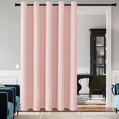 DWCN Room Divider Curtain - Extra Wide Blackout Curtain for Sliding Glass Door, Living Room, Bedroom Partition and Shared Office Space, 1 Grommet Curtain Panel, 6.7ft Wide x 7ft Tall, Blush Pink - color: Blush Pink, size: 80"W x 84"L (Pack of 1)