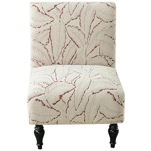 Jacquard Armless Chair Slipcover Chenille Accent Chair Cover Stretch Slipper Chair Slipcovers Printed Furniture Protector for Living Room Dining Room Red - color: Red