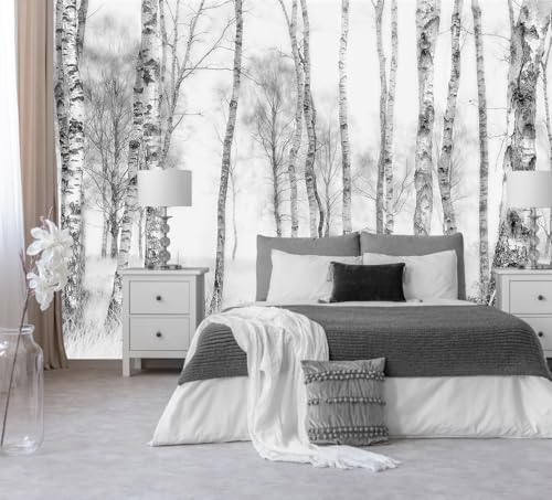 Gray Birch Tree Wallpaper Mural Peel and Stick for Bedroom 82"x57" | Vintage Forest Wall Mural - color: ZZ-029, size: 82" x 57"