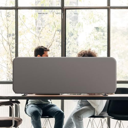 DECOLAB Desk Dividers, Standing Table Partition Panel 48"x18", Sterling | Free Standing Desk Screen. For Home, Office, Student, Test, Study, Classroom. No Drill. - color: Sterling