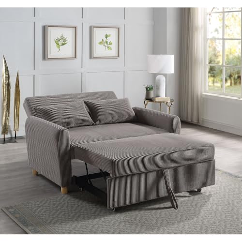 Convertible Sleeper Loveseat with Pull Out Mattress for Small Spaces and Guest Room Use