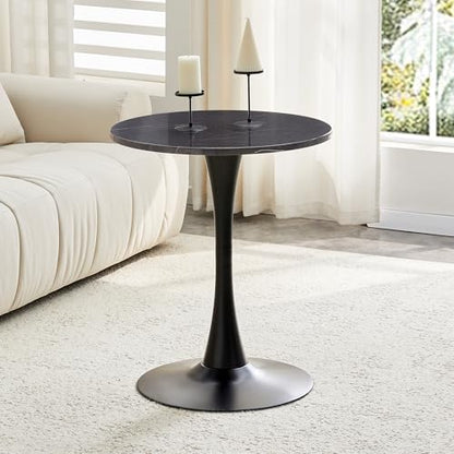 23.6" Round Dining Table, Mid-Century Modern Tulip Table with Thickened Tabletop & Metal Pedestal, Circle Bistro Table for Kitchen, Small Places, Apartments, Cafe - color: Dark Grey, size: 23.6" dining table