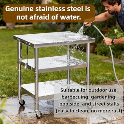 Stainless Steel Prep and Work Table with Wheels Kitchen,48x24in Multi-Size