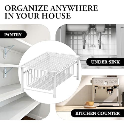 Simple Houseware Stackable Basket Drawer, White - color: White, size: 1-tier