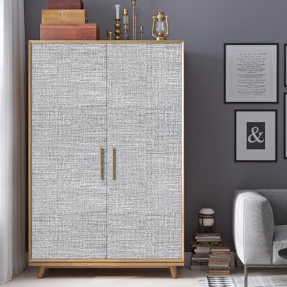 Grey Grasscloth Peel and Stick Wallpaper 17.3"x120" Faux Linen Textured Contact Paper Removable Self Adhesive Vinyl Wallpaper for Bedroom Bathroom Kitchen Cabinets - color: Gray, size: 17.3" x 120"