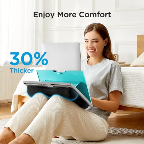 HUANUO Adjustable Lap Desk - with 8 Adjustable Angles & Dual Cushions Laptop Stand for Car Laptop Desk, Work Table, Lap Writing Board & Drawing Desk on Sofa or Bed, HNLD2TB | Dual-cushion base, carry handle, 30% thicker for durability, wider anti-slip led