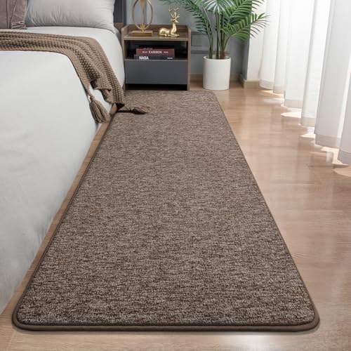 Modern Hallway Runner Rug, 2x6 Brown Washable Non Slip Runner Rug | Thickened Memory Foam, Low Pile, Solid Minimalist Soft Indoor Carpet for Bedroom Bedside Entrance Laundry Room Decor - color: Brown, size: 2' x 6' (Runner)