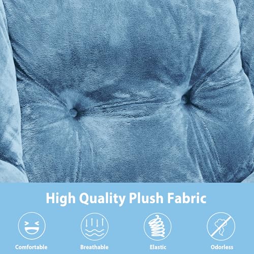 Youtanic Lazy Chair with Folding Ottoman, Accent Chair Plush Upholstered with Metal Structure and Non-Slip Pads, Sofa Armchair with Footrest and Side Storage Bag for Dorm, Room, Office, Blue - color: Plush Blue