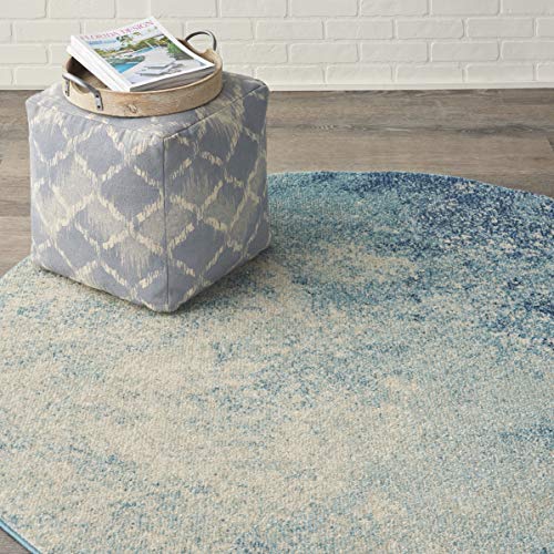 Nourison Home Passion 4' x Round Navy Light Blue Fabric Modern Area Rug (4' Round) - color: Navy Light Blue, size: 4' (Round)