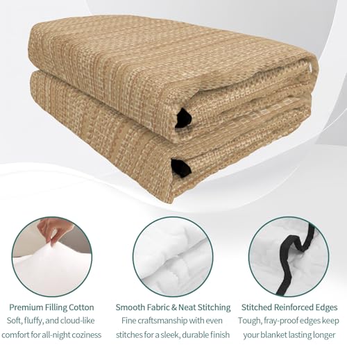 Twin Quilt Bedding Set, Minimalist Light Brown Soft Microfiber Summer Bedspread Coverlet with 2 Pillow Shams for All Season, Crosshatch Linen Textured Breathable Bedding Set for Hot Sleepers - size: Twin