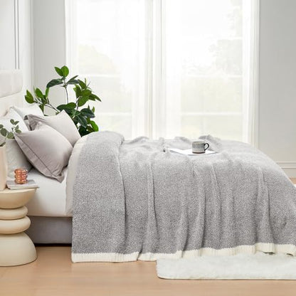 Snuggle Sac Oversized Grey Throw Blankets Twin Size,Super Soft Warm Blankets Cozy Knit Fuzzy Throw Blankets for Sofa, Bed, Heather Grey, 60x80 inches - color: Heather Grey, size: Twin (60"x80")