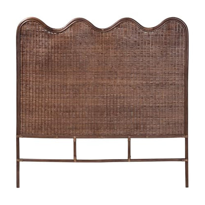 Bali & pari Einya Natural Rattan Standalone Headboard - Handwoven Wicker Panel Headboard with Wavy Scalloped Top, King - size: King