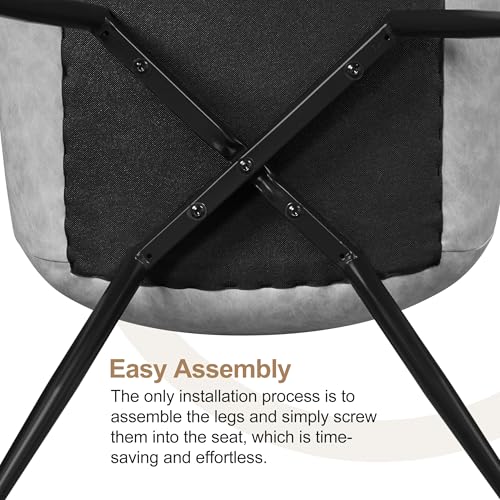 Yaheetech Dining Chairs Set of 6 Mid Century Modern Kitchen Chairs Gray | Faux Leather Upholstered Dining Room Chairs with Metal Legs and Curved Backrest, Armless Side Chairs for Kitchen Living Room - color: Grey, size: Set of 6